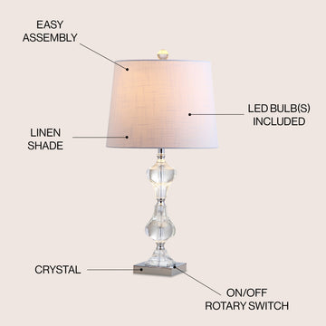 Chloe 26" Crystal LED Table Lamp - JONATHAN Y